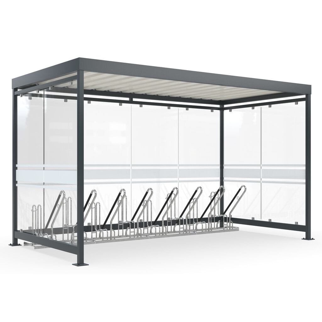 wsm® Abri à vélos avec système de rangement par appui, 8 emplacements Illustration du produit: wsm® Abri à vélos avec système de rangement par appui, 8 emplacements