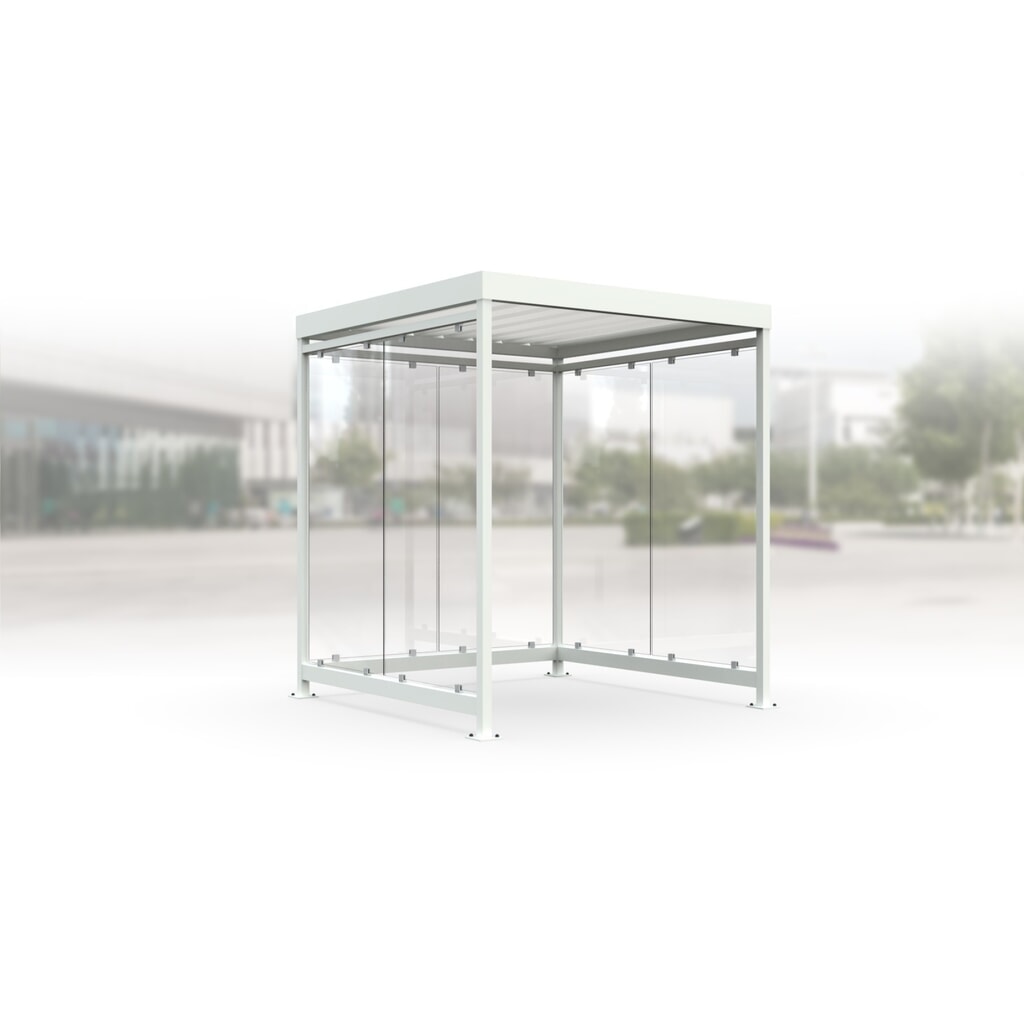 Abri fumeur, entièrement assemblé, pour 4-5 personnes, 3 faces, blanc gris, verre transparent 01 Illustration du produit: Abri fumeur, entièrement assemblé, pour 4-5 personnes, 3 faces, blanc gris, verre transparent 01