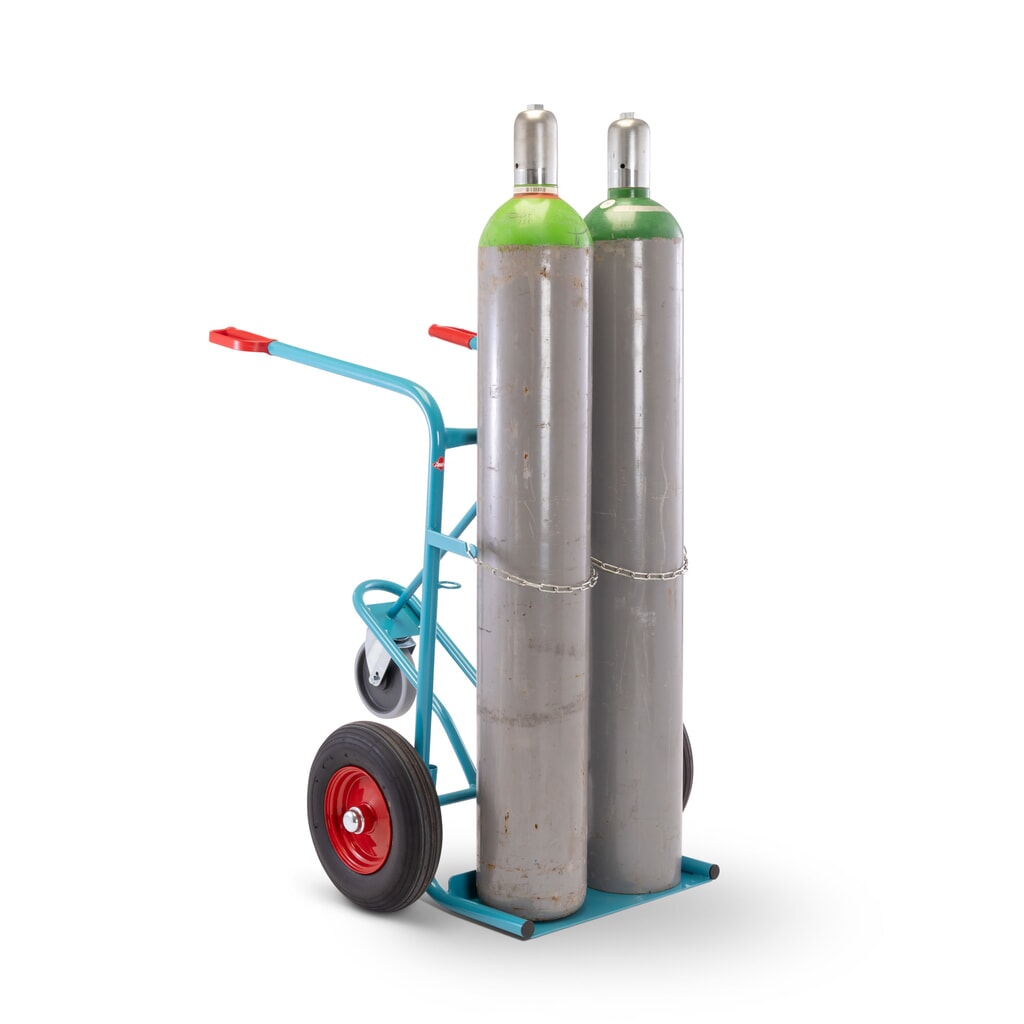 Ameise® Diable pour bouteilles en acier, pour 2 bouteilles de 40-50 litres, roue stabilisatrice, pneumatiques gonflables N° de l'image du produit 5 : Ameise® Diable pour bouteilles en acier, pour 2 bouteilles de 40-50 litres, roue stabilisatrice, pneumatiques gonflables