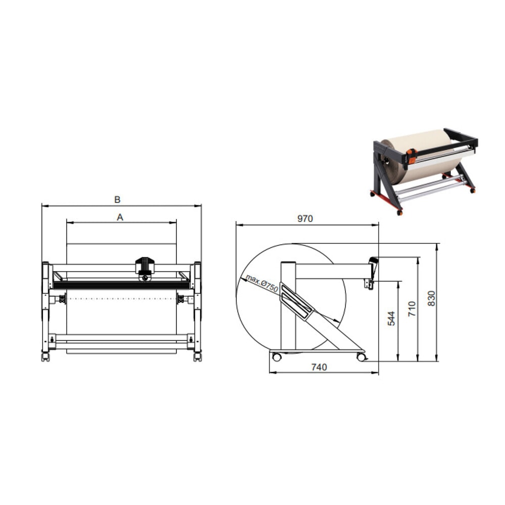 N° de l'image du produit 3 : Dispositif de coupe sous table Stabil, largeur de coupe 750 mm