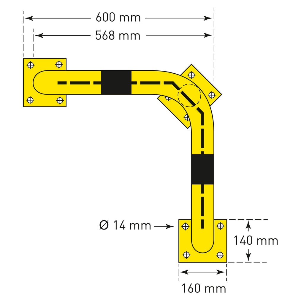 Arceau de protection de coin avec protection anti-encastrement, pour l’intérieur Hxl 350 x 600 mm N° de l'image du produit 4 : Arceau de protection de coin avec protection anti-encastrement, pour l’intérieur Hxl 350 x 600 mm