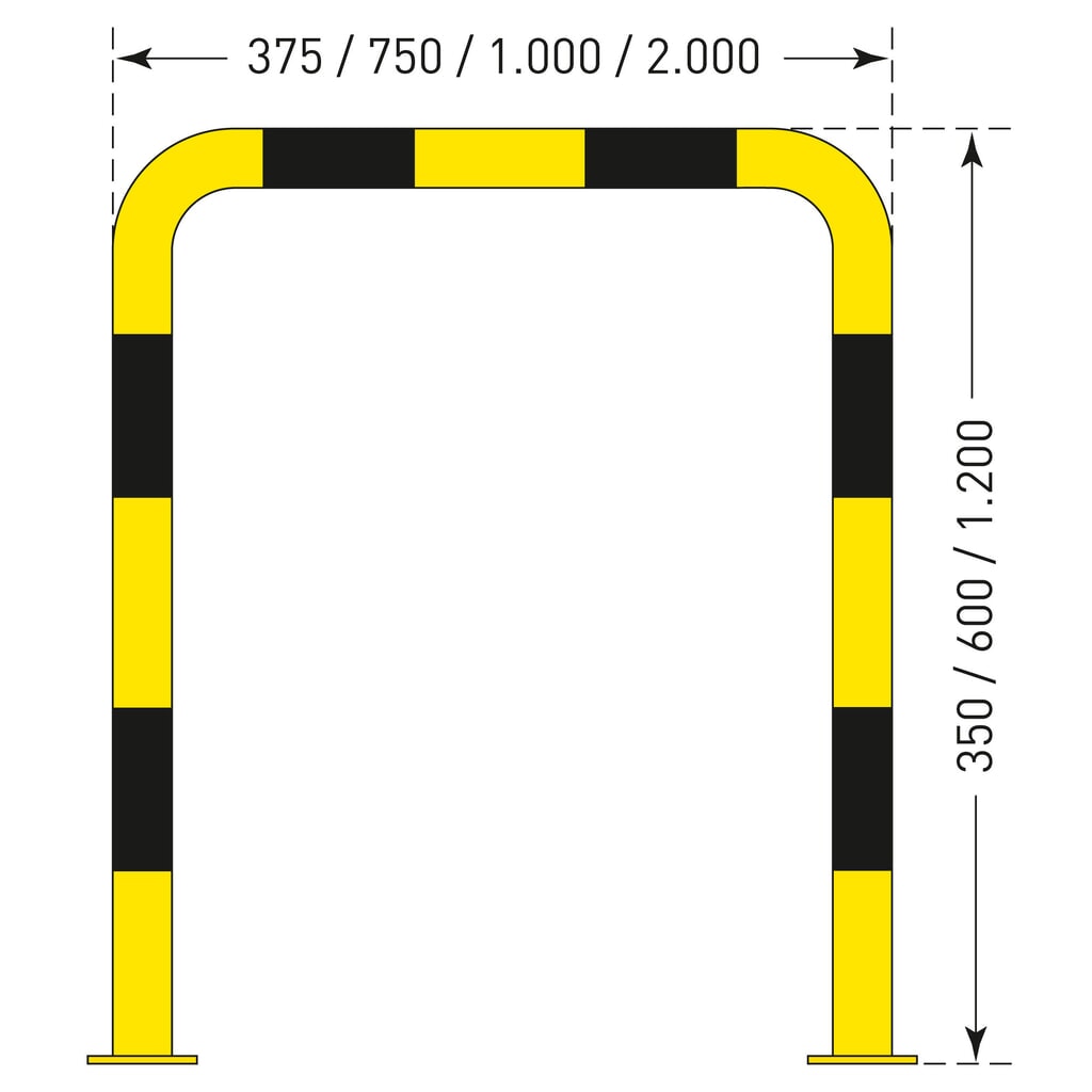 Arceau de protection, utilisation en intérieur, Ø 76 mm, H x l 1 200 x 750 mm N° de l'image du produit 4 : Arceau de protection, utilisation en intérieur, Ø 76 mm, H x l 1 200 x 750 mm
