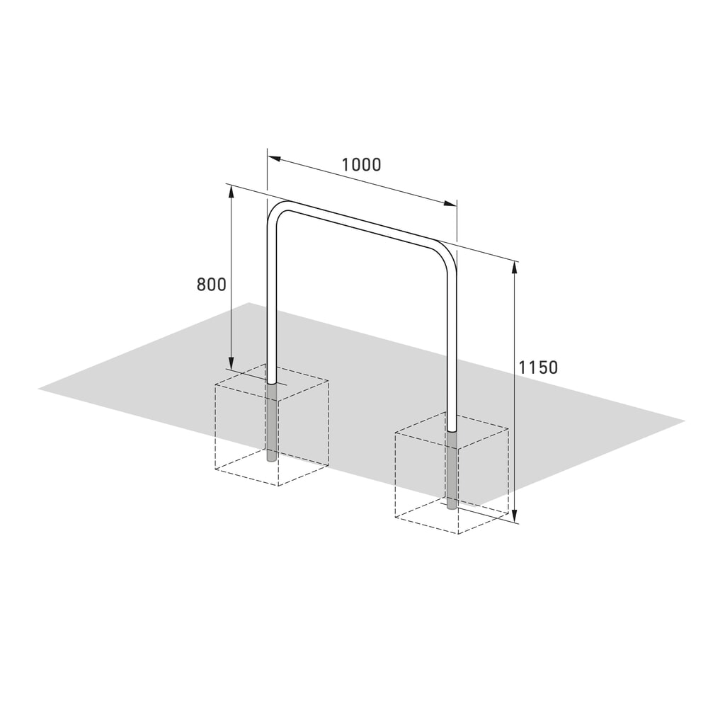 Arceau range vélo, standard, à bétonner, longueur 1 000 mm N° de l'image du produit 5 : Arceau range vélo, standard, à bétonner, longueur 1 000 mm