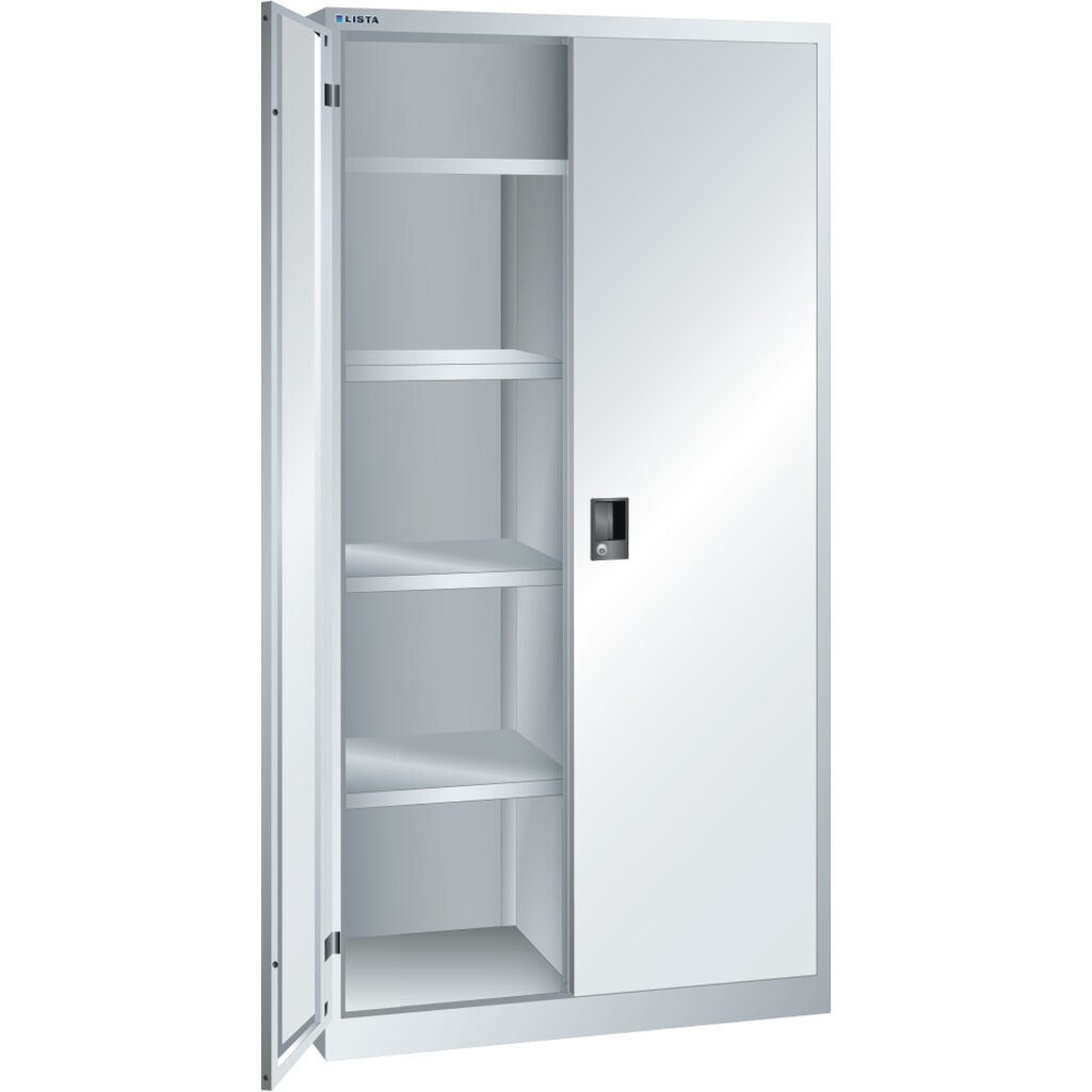 Armoire à linge et vestiaire LISTA, (lxPxH) 1 000x500x1 950 mm, 4 étagères réglables, gris clair, CODE Lock