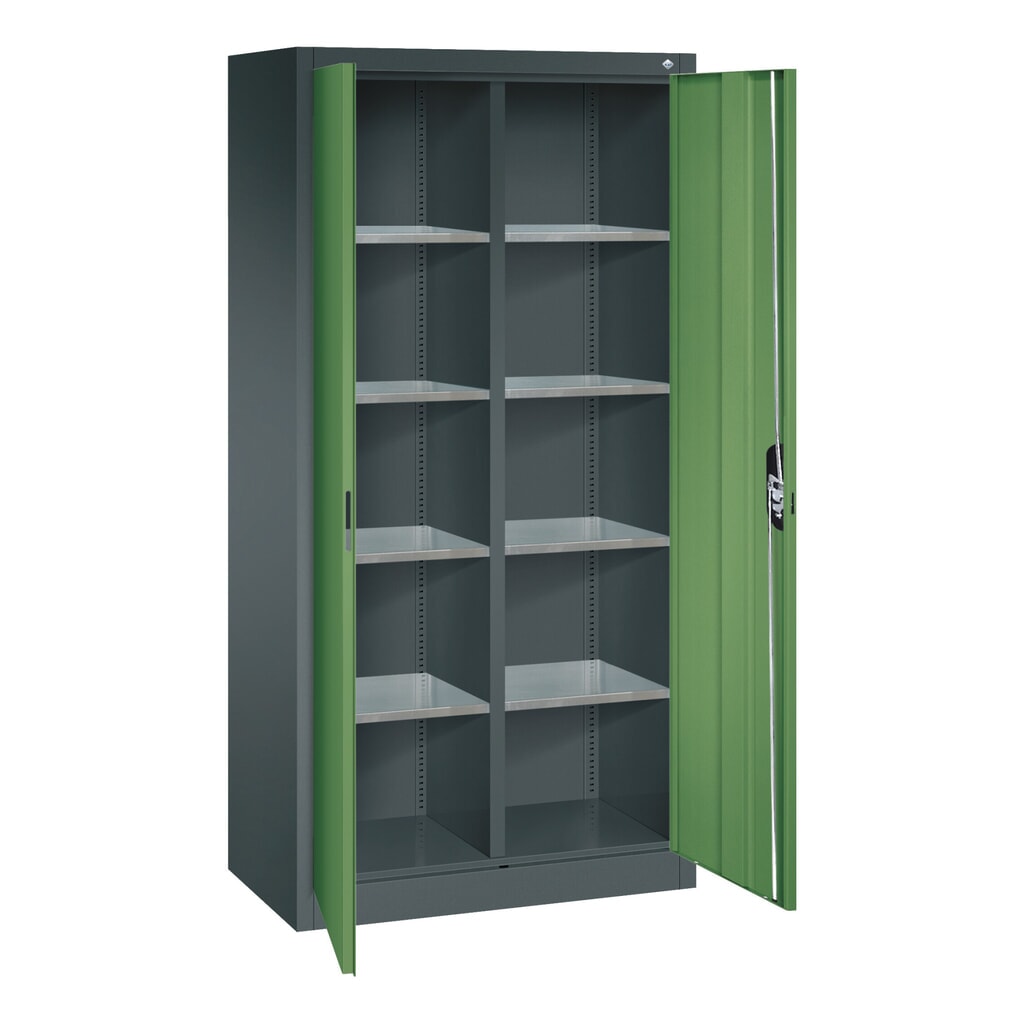 N° de l'image du produit 7 : Armoire à outils C+P, tiroirs 4 x 174 mm, 6 tablettes, largeur 930 mm, gris clair, gris noir