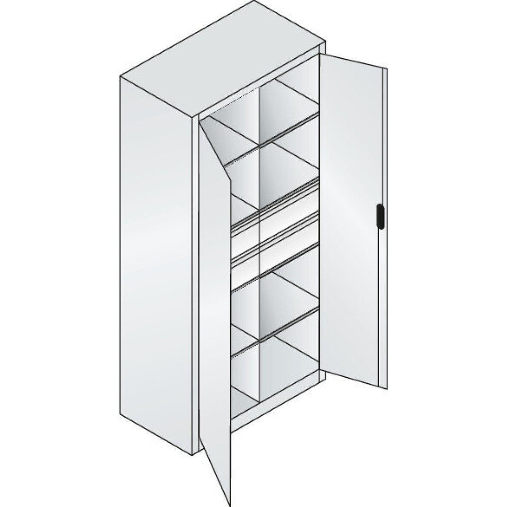 Numéro de l'image du produit 5: Armoire à outils C+P, tiroirs 4 x 86 + 2 x 174 mm, 6 tablettes, largeur 930 mm, gris clair, rouge rubis