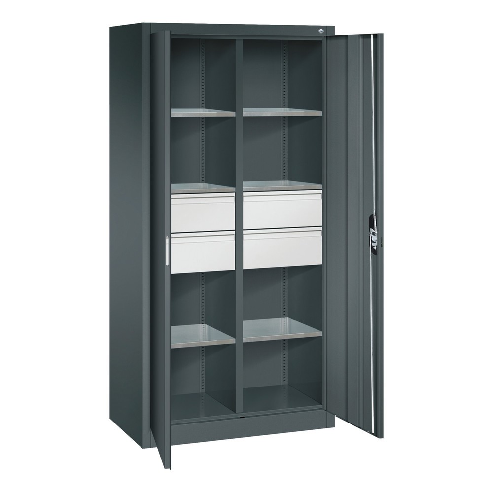 Numéro de l'image du produit 6: Armoire à outils C+P, tiroirs 4 x 86 + 2 x 174 mm, 6 tablettes, largeur 930 mm, gris anthracite, rouge rubis
