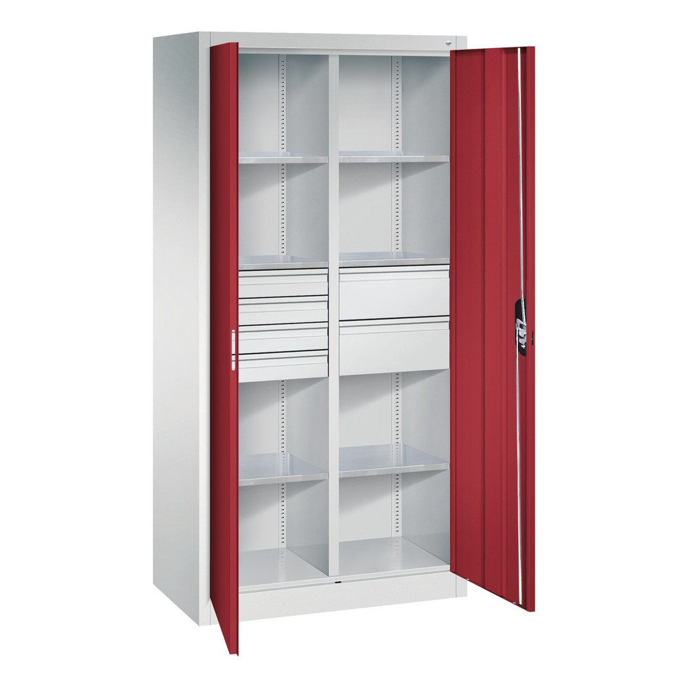 Numéro de l'image du produit 6: Armoire à outils C+P, tiroirs 4 x 86 + 2 x 174 mm, 6 tablettes, largeur 930 mm, gris anthracite, gris noir