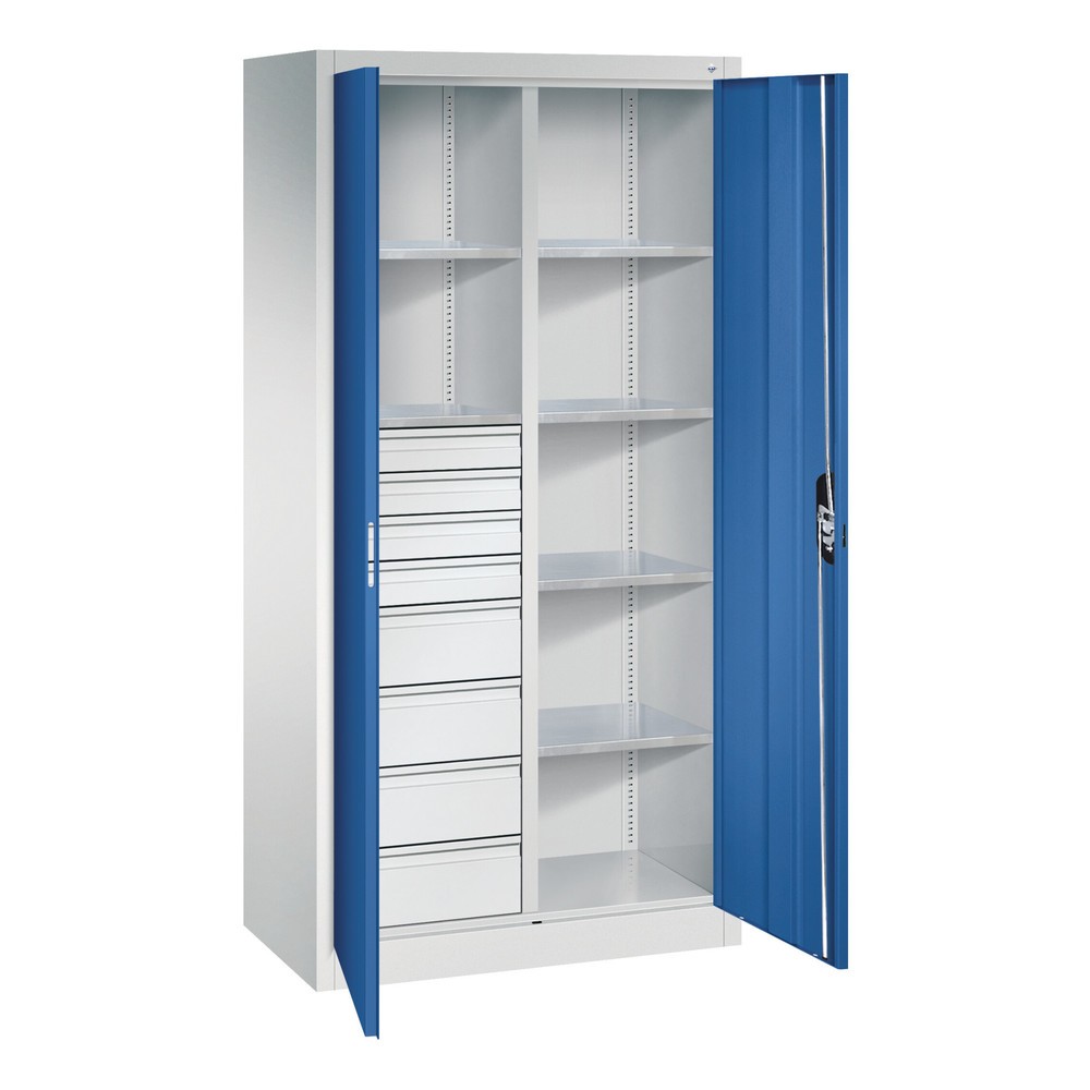 Numéro de l'image du produit 6: Armoire à outils C+P, 4 x 86 + 4 x 174 mm, 6 tablettes, largeur 930 mm, gris anthracite, gris noir