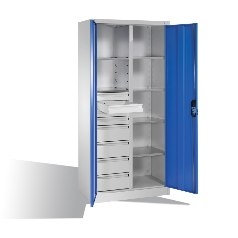 Numéro de l'image du produit 7: Armoire à outils C+P, 4 x 86 + 4 x 174 mm, 6 tablettes, largeur 930 mm, gris anthracite, gris noir