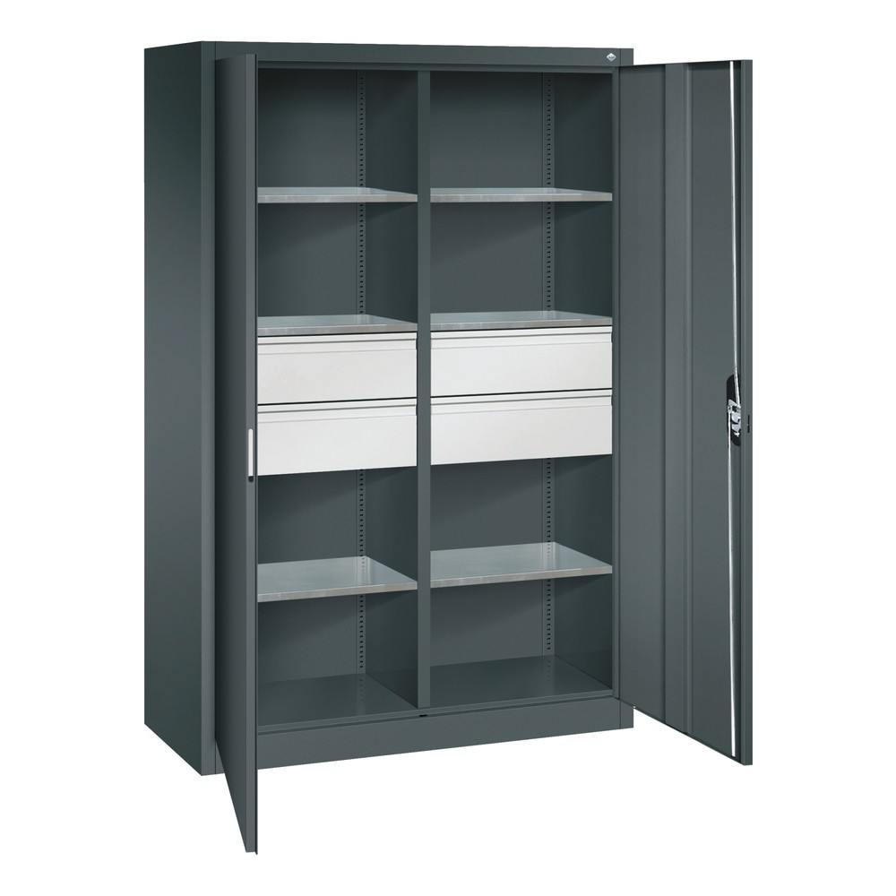 Numéro de l'image du produit 6: Armoire à outils C+P, tiroirs 4 x 174 mm, 6 tablettes, largeur 1 200 mm, gris anthracite, gris anthracite