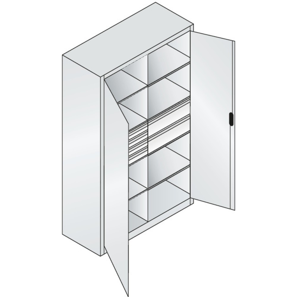 Numéro de l'image du produit 5: Armoire à outils C+P, tiroirs 4 x 86 + 2 x 174 mm, 6 tablettes, largeur 1 200 mm, gris clair, gris noir