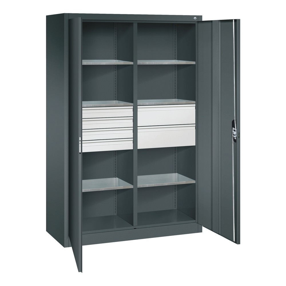 Numéro de l'image du produit 6: Armoire à outils C+P, tiroirs 4 x 86 + 2 x 174 mm, 6 tablettes, largeur 1 200 mm, gris anthracite, gris anthracite