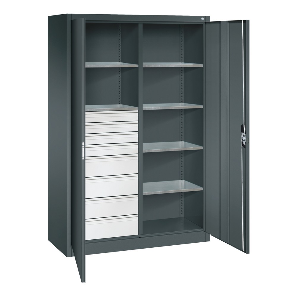 Numéro de l'image du produit 6: Armoire à outils C+P, tiroirs 4 x 86 + 4 x 174 mm, 6 tablettes, largeur 1 200 mm, gris anthracite, gris anthracite