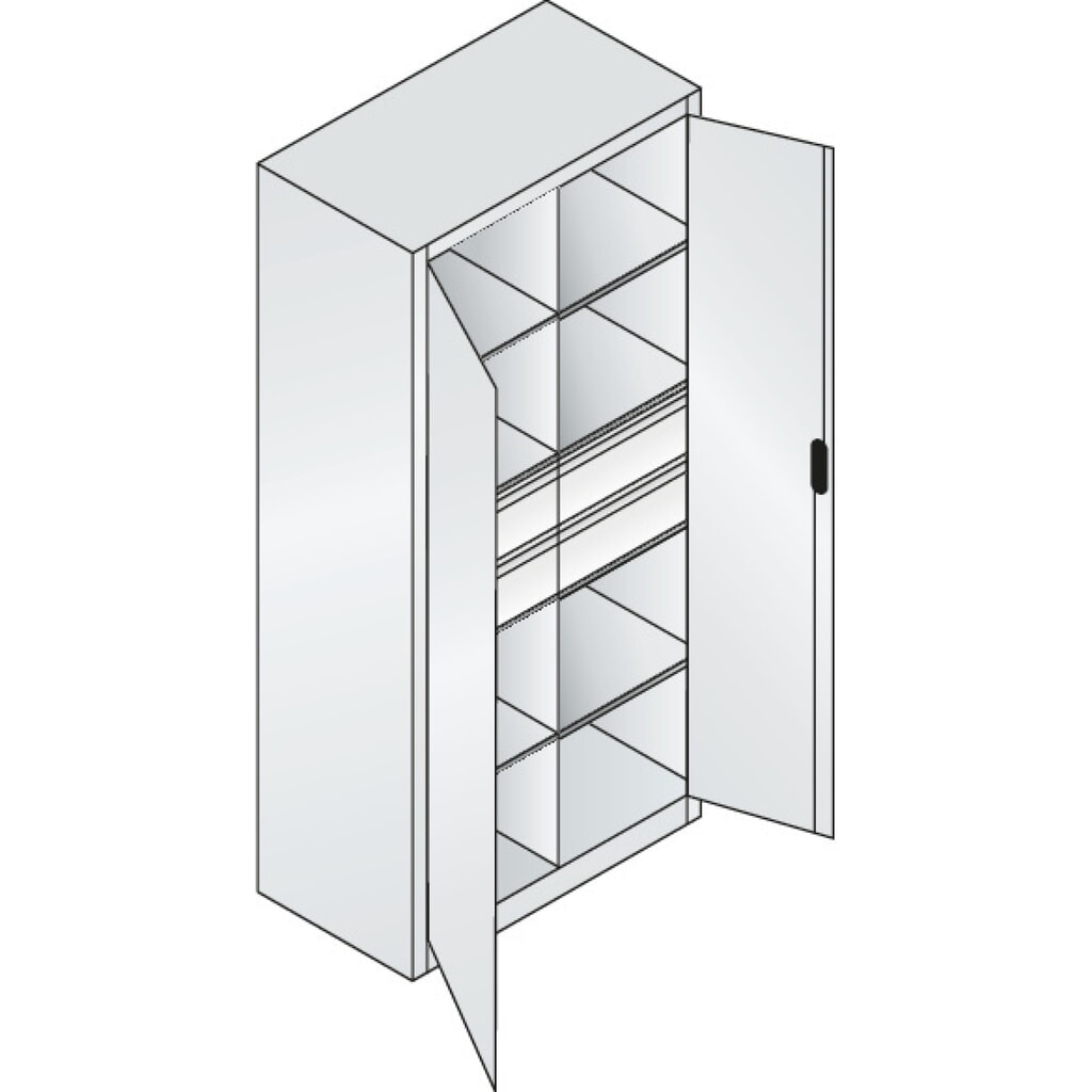 Armoire à outils C+P, tiroirs 4 x 174 mm, 6 tablettes, largeur 930 mm, gris clair, gris noir N° de l'image du produit 8 : Armoire à outils C+P, tiroirs 4 x 174 mm, 6 tablettes, largeur 930 mm, gris clair, gris noir