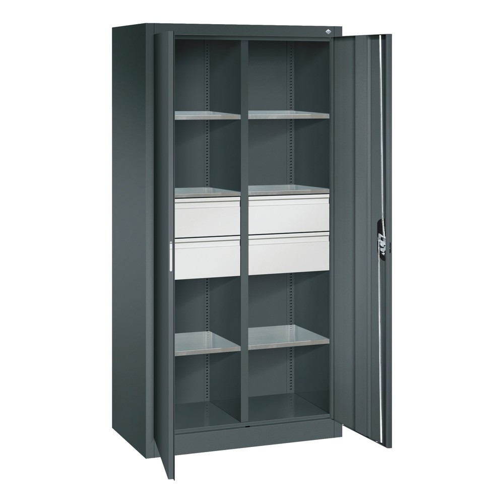 Numéro de l'image du produit 8: Armoire à outils C+P, tiroirs 4 x 174 mm, 6 tablettes, largeur 930 mm, gris anthracite, gris anthracite