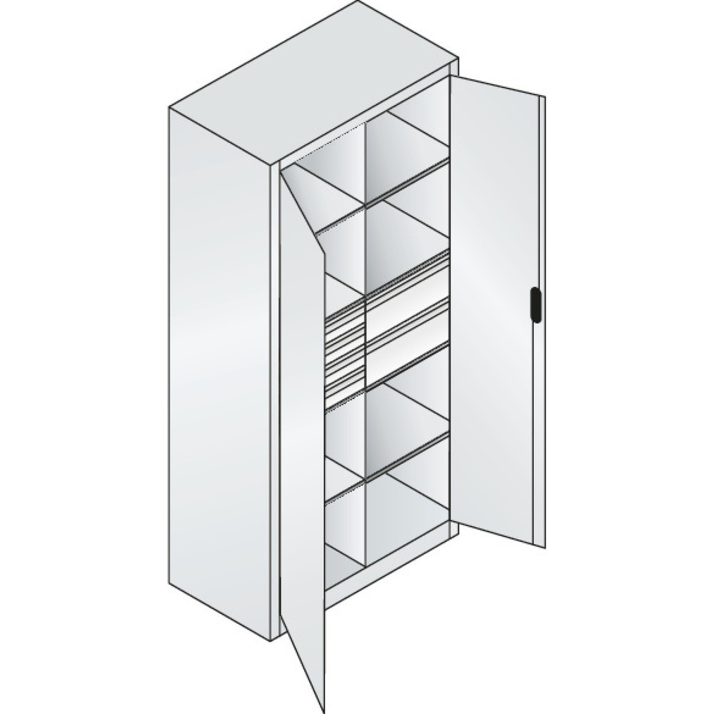 Numéro de l'image du produit 9: Armoire à outils C+P, tiroirs 4 x 86 + 2 x 174 mm, 6 tablettes, largeur 930 mm, gris clair, rouge rubis