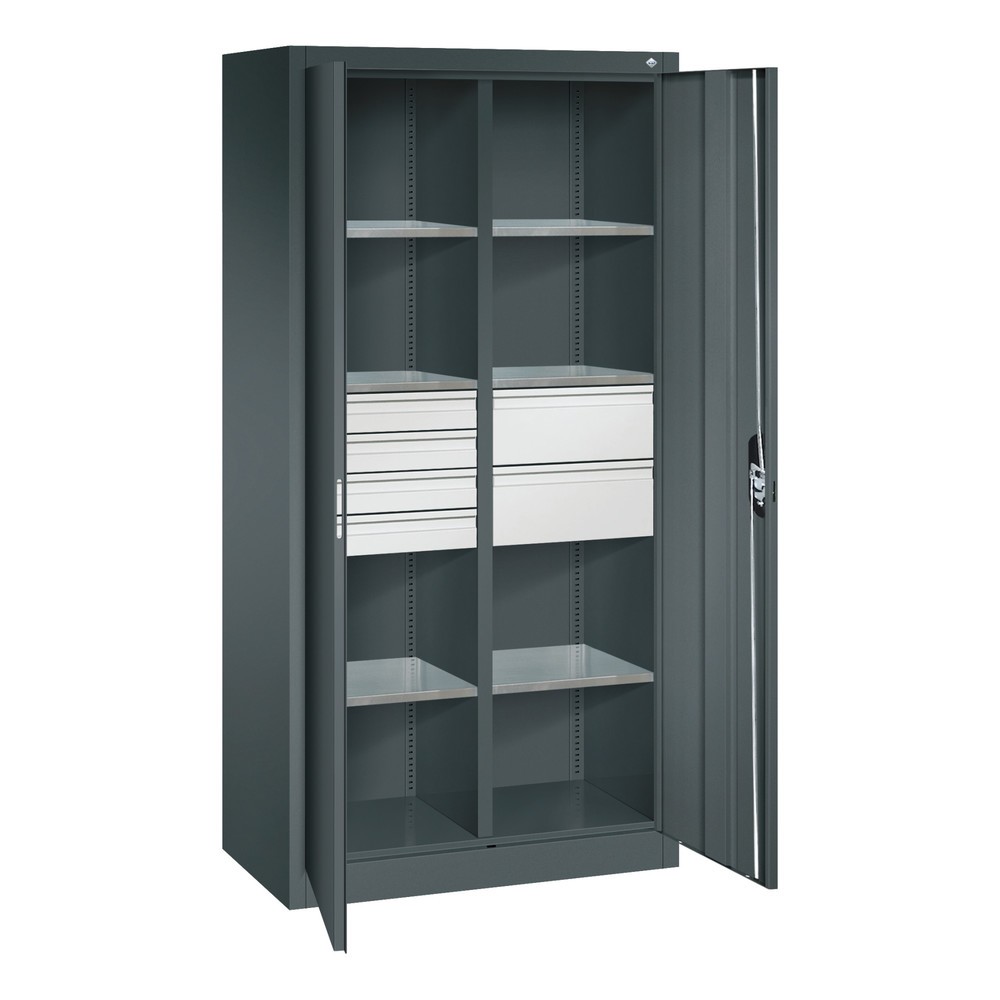 Numéro de l'image du produit 8: Armoire à outils C+P, tiroirs 4 x 86 + 2 x 174 mm, 6 tablettes, largeur 930 mm, gris anthracite, gris anthracite