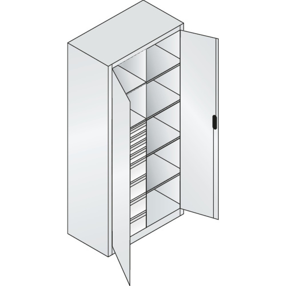 Numéro de l'image du produit 6: Armoire à outils C+P, 4 x 86 + 4 x 174 mm, 6 tablettes, largeur 930 mm, gris anthracite, rouge rubis