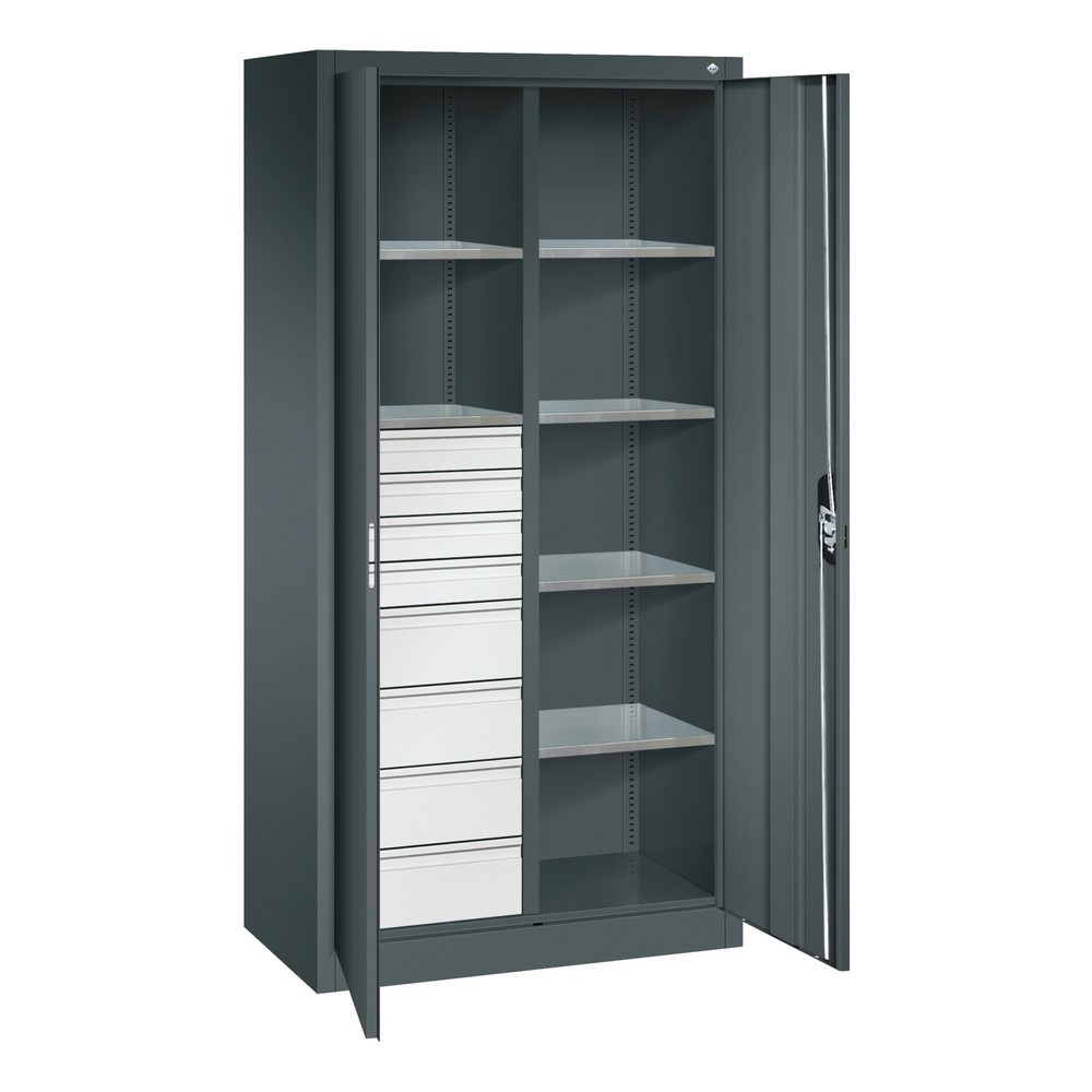 Numéro de l'image du produit 9: Armoire à outils C+P, 4 x 86 + 4 x 174 mm, 6 tablettes, largeur 930 mm, gris anthracite, gris anthracite