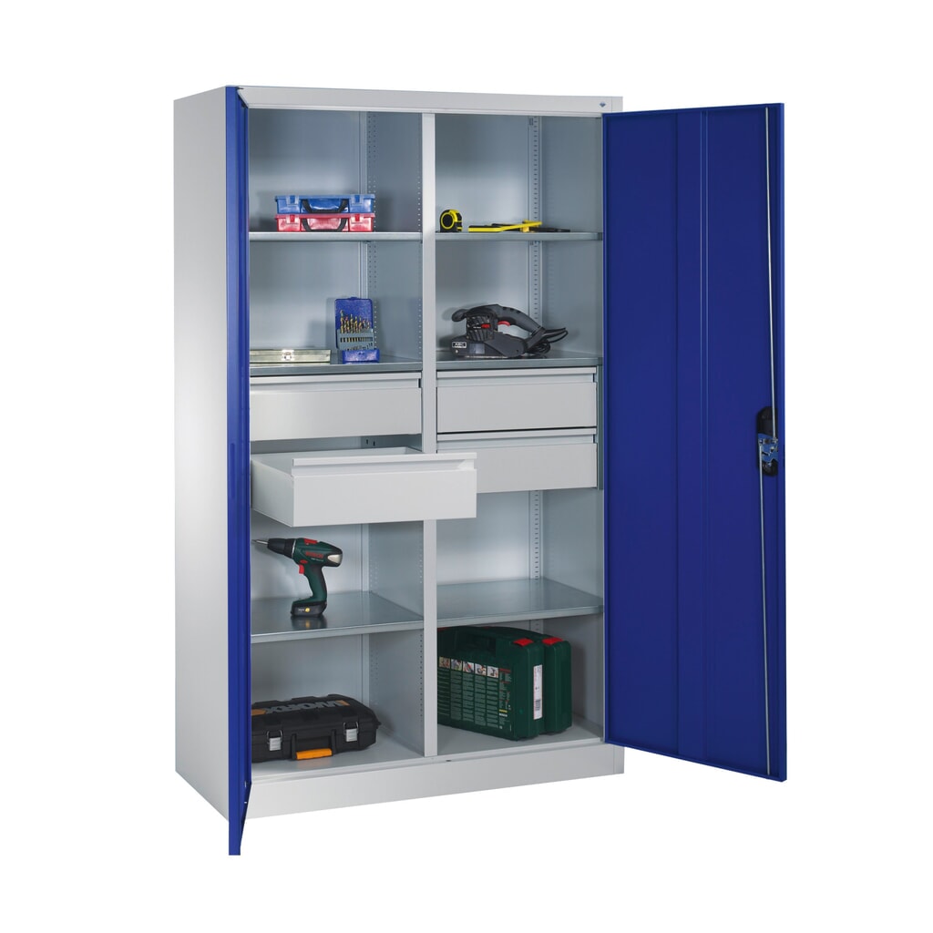 Armoire à outils C+P, tiroirs 4 x 86 + 2 x 174 mm, 6 tablettes, largeur 930 mm, gris anthracite, gris anthracite N° de l'image du produit 3 : Armoire à outils C+P, tiroirs 4 x 86 + 2 x 174 mm, 6 tablettes, largeur 930 mm, gris anthracite, gris anthracite