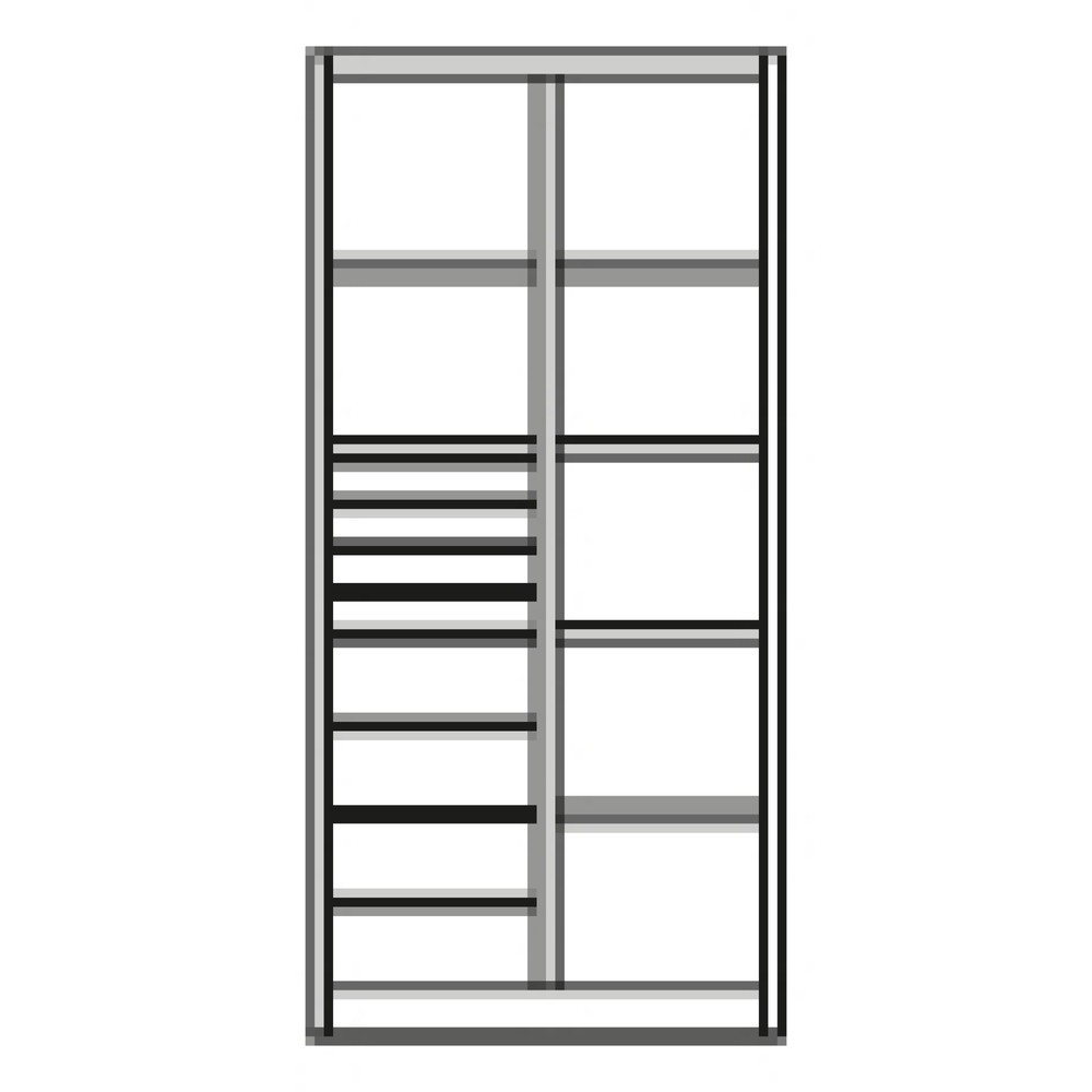 Numéro de l'image du produit 8: Armoire à outils C+P, 4 x 86 + 4 x 174 mm, 6 tablettes, largeur 930 mm, gris anthracite, rouge rubis