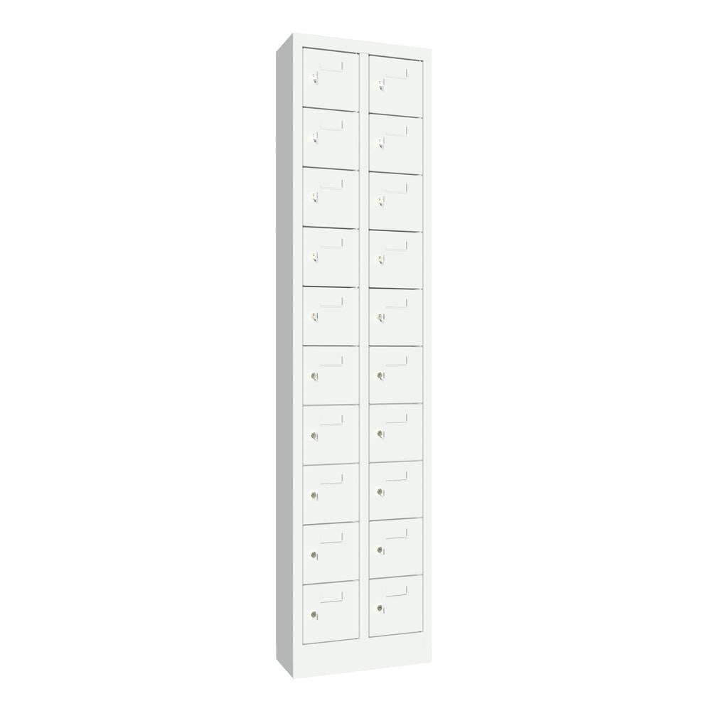 Numéro de l'image du produit 1: Armoire à petits compartiments PAVOY, 20 compartiments, H x l x P 1 950 x 460 x 200 mm, avec porte-étiquettes, gris clair, gris clair