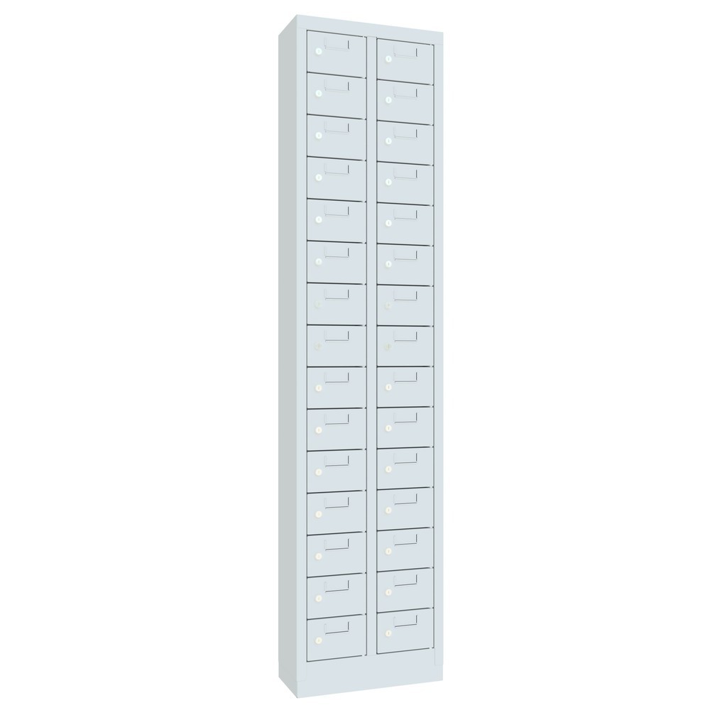 Numéro de l'image du produit 5: Armoire à petits compartiments PAVOY, 30 compartiments, H x l x P 1 950 x 460 x 200 mm, avec porte-étiquettes, gris clair, gris clair