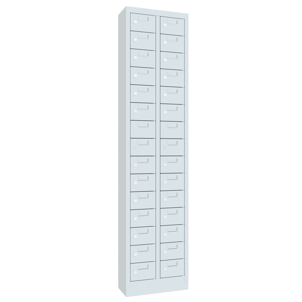 Armoire à petits compartiments PAVOY, 30 compartiments, H x l x P 1 950 x 460 x 200 mm, avec porte-étiquettes, gris clair, gris clair N° de l'image du produit 5 : Armoire à petits compartiments PAVOY, 30 compartiments, H x l x P 1 950 x 460 x 200 mm, avec porte-étiquettes, gris clair, gris clair