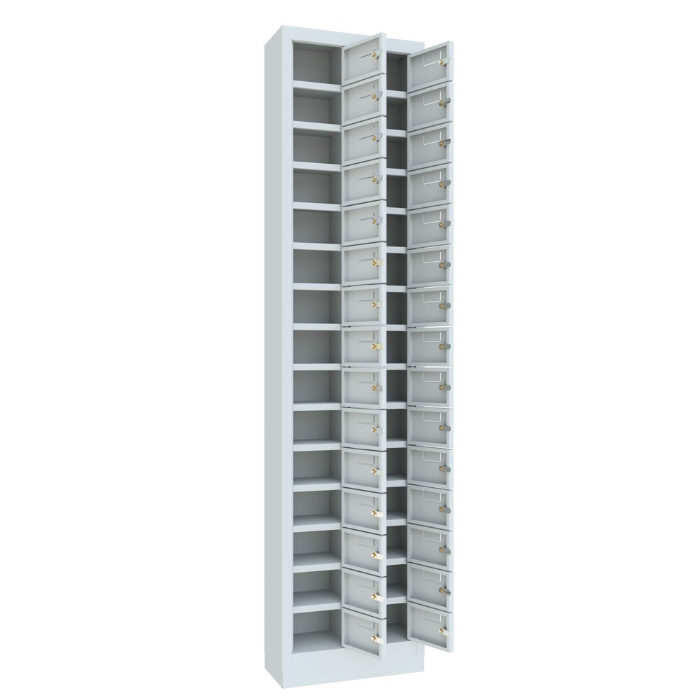 Numéro de l'image du produit 6: Armoire à petits compartiments PAVOY, 30 compartiments, H x l x P 1 950 x 460 x 200 mm, avec porte-étiquettes, gris clair, gris clair