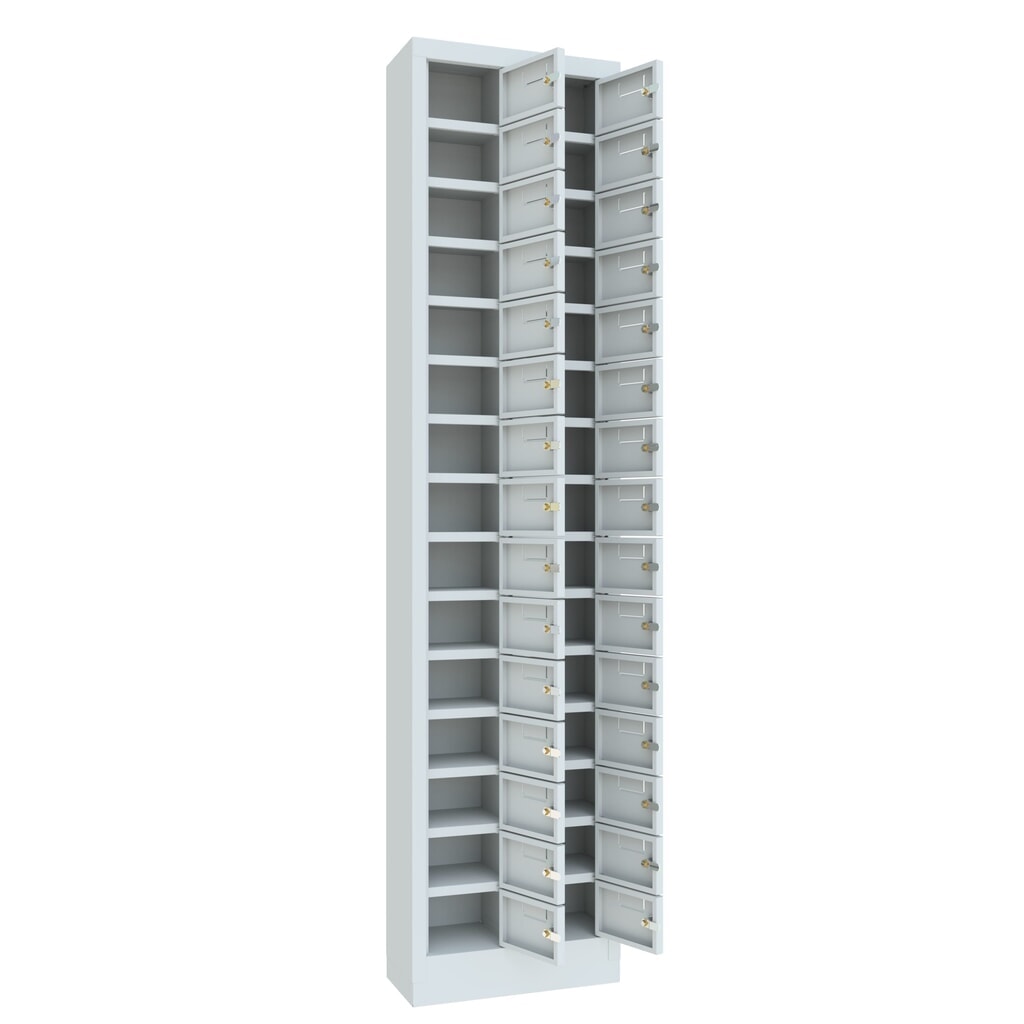 Armoire à petits compartiments PAVOY, 30 compartiments, H x l x P 1 950 x 460 x 200 mm, avec porte-étiquettes, gris clair, gris clair N° de l'image du produit 6 : Armoire à petits compartiments PAVOY, 30 compartiments, H x l x P 1 950 x 460 x 200 mm, avec porte-étiquettes, gris clair, gris clair