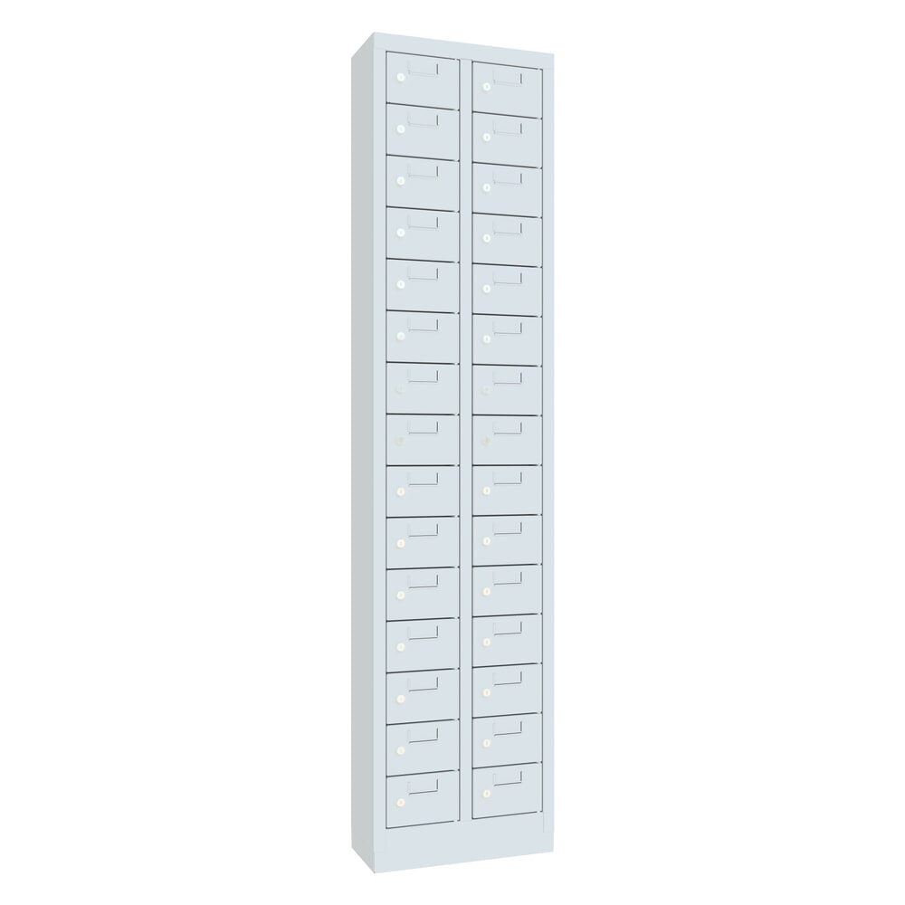 Numéro de l'image du produit 1: Armoire à petits compartiments PAVOY, 30 compartiments, H x l x P 1 950 x 460 x 200 mm, avec porte-étiquettes, gris clair, gris clair