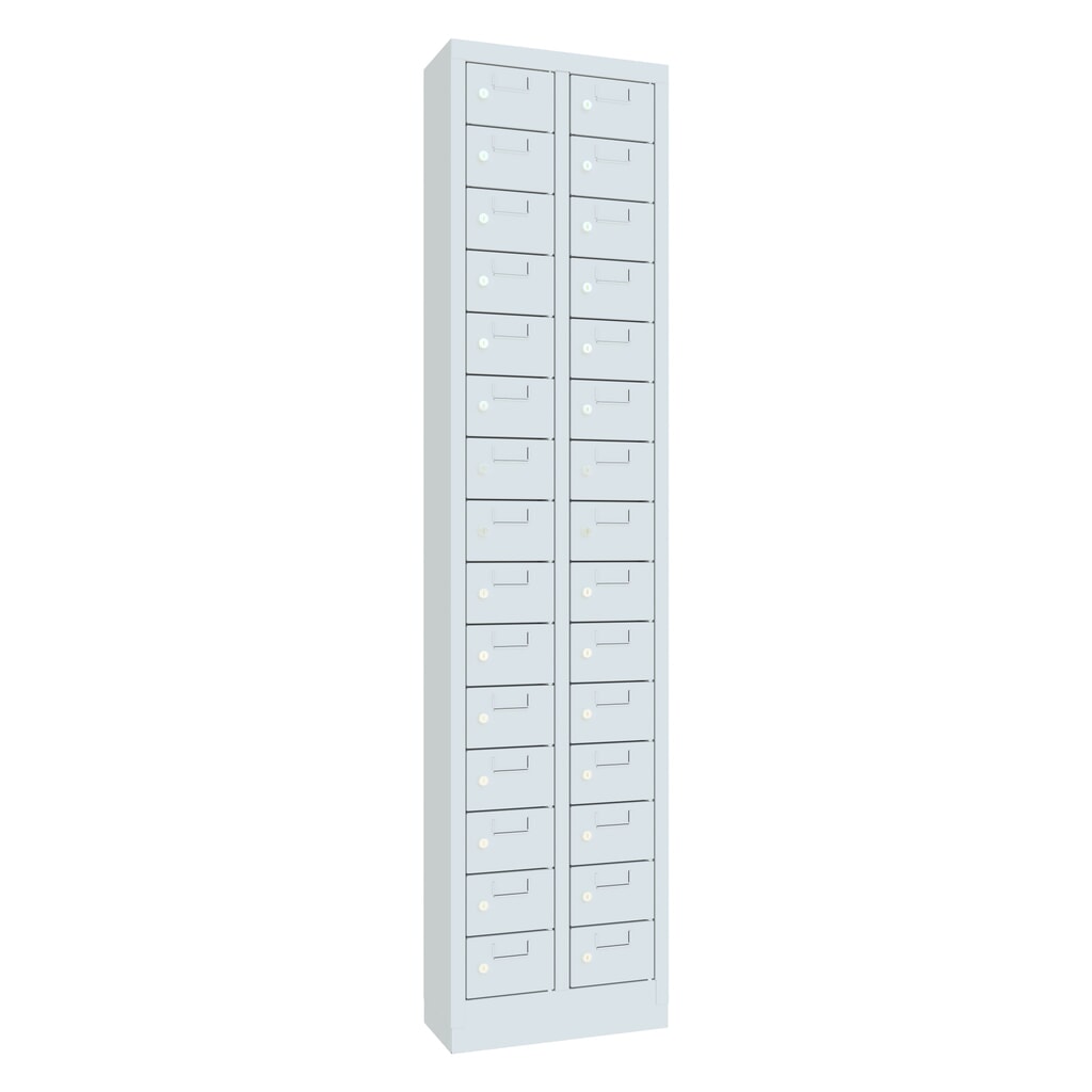 N° de l'image du produit 1 : Armoire à petits compartiments PAVOY, 30 compartiments, H x l x P 1 950 x 460 x 200 mm, avec porte-étiquettes, gris clair, gris clair