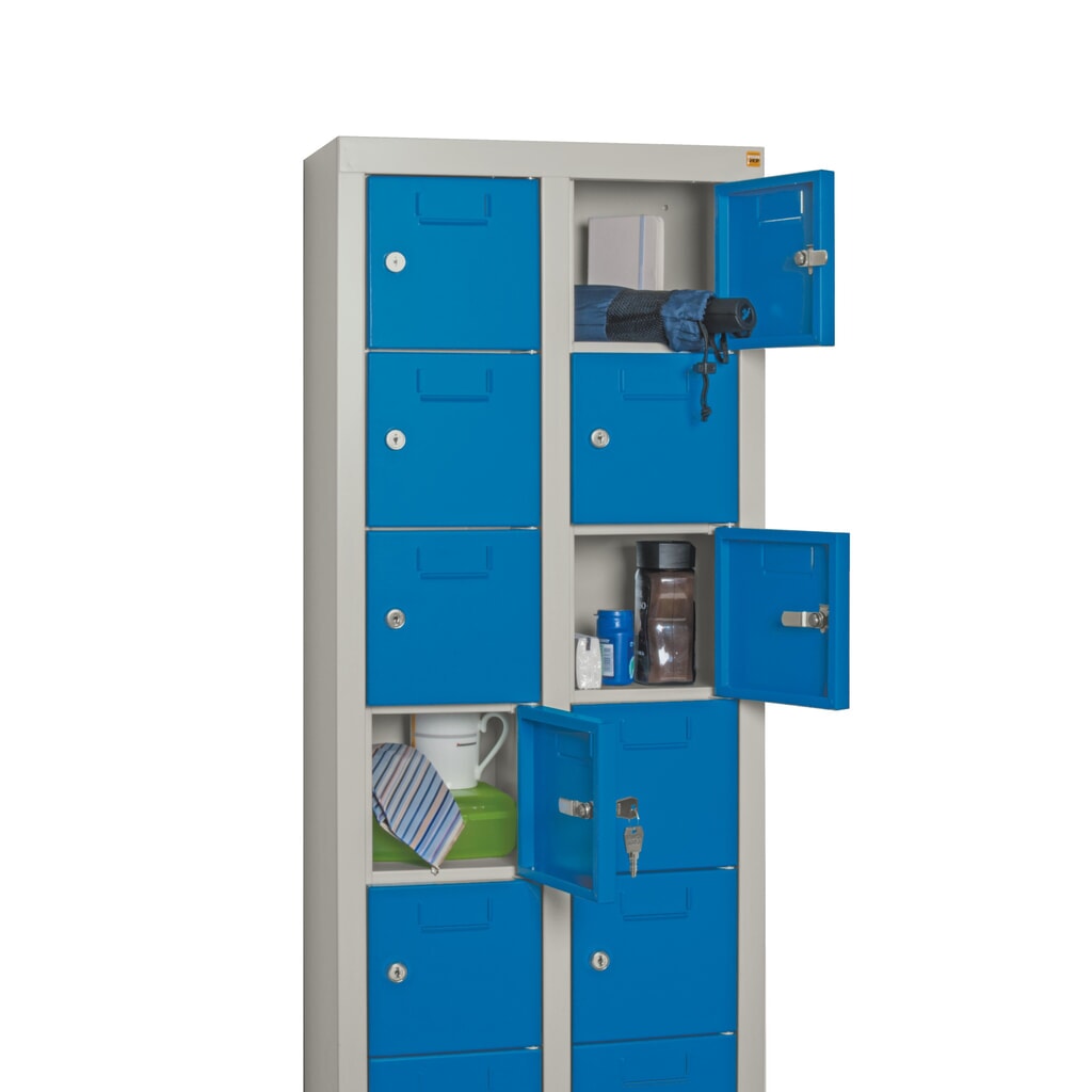 N° de l'image du produit 3 : Armoire à petits compartiments PAVOY, 30 compartiments, H x l x P 1 950 x 460 x 200 mm, avec porte-étiquettes, gris clair, gris clair