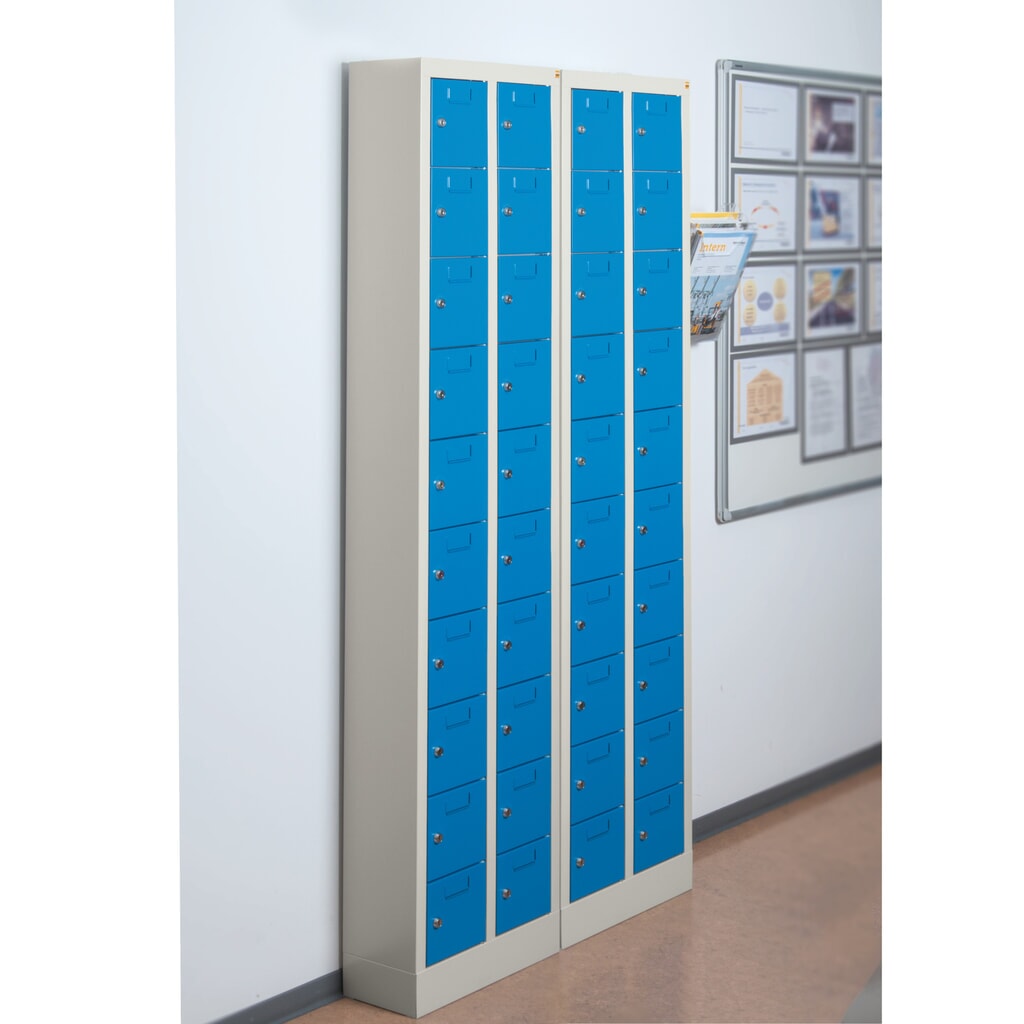 N° de l'image du produit 4 : Armoire à petits compartiments PAVOY, 30 compartiments, H x l x P 1 950 x 460 x 200 mm, avec porte-étiquettes, gris clair, gris clair