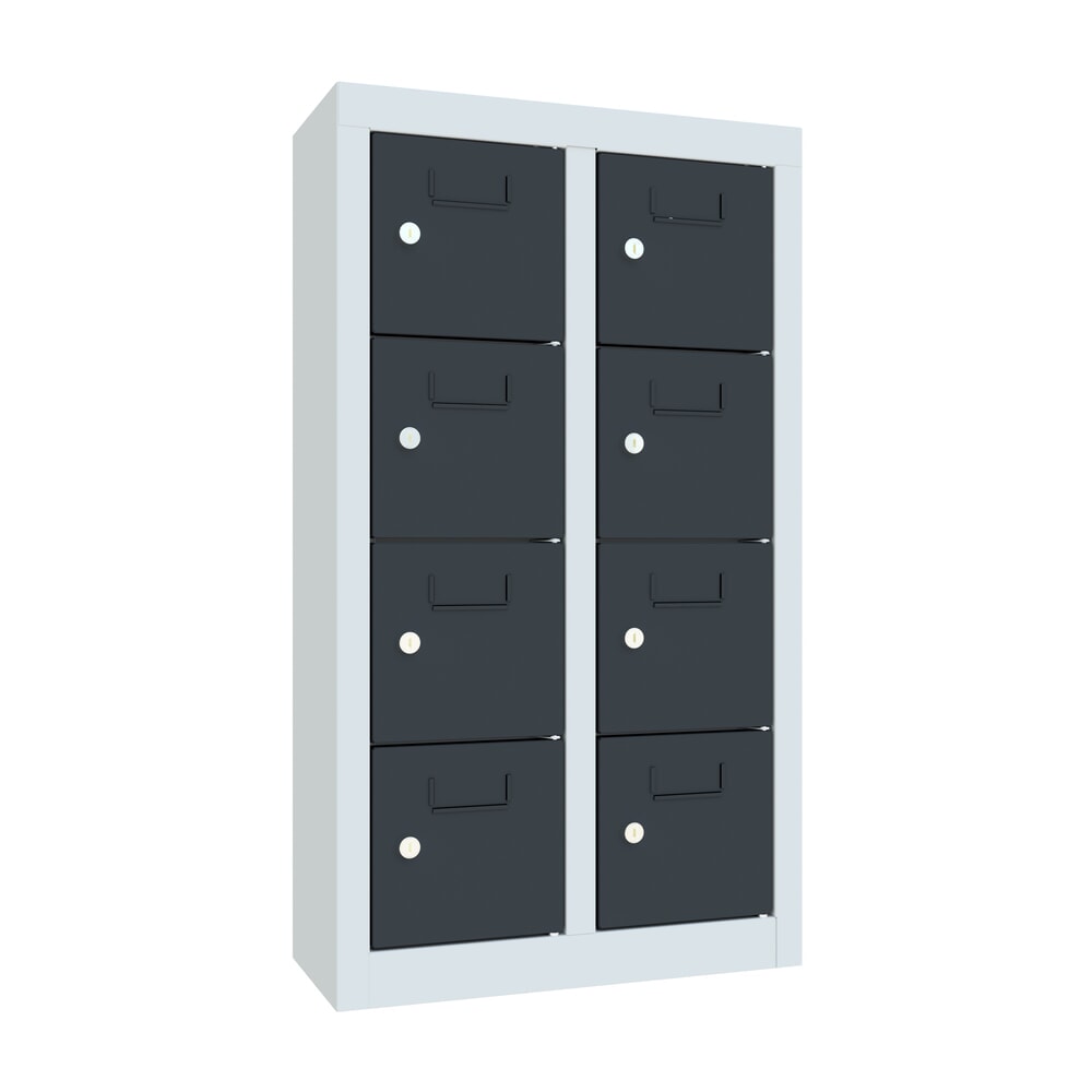 Numéro de l'image du produit 1: Armoire à petits compartiments PAVOY, 8 compartiments, H x l x P 815 x 460 x 200 mm, avec porte-étiquettes, gris anthracite, gris clair