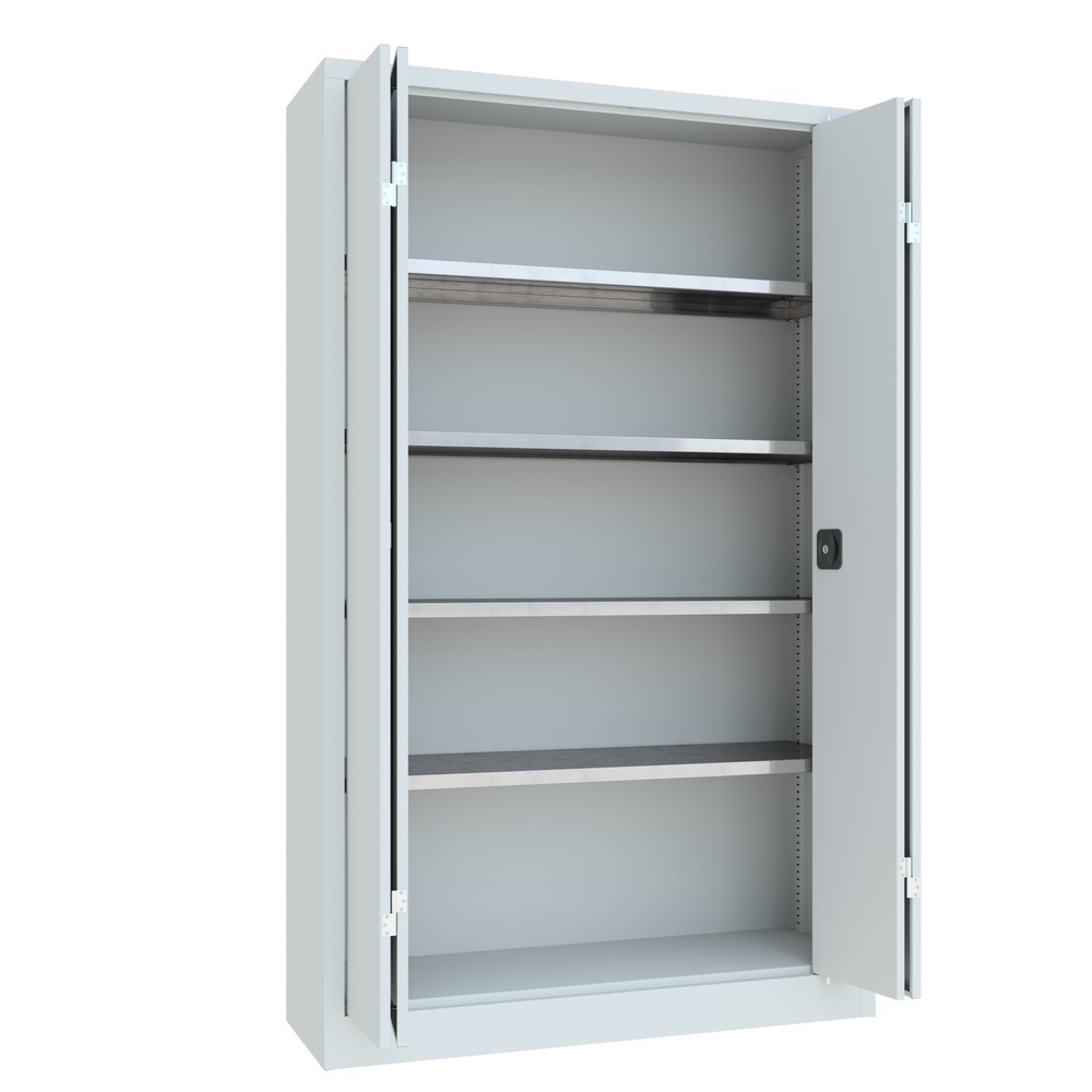 Numéro de l'image du produit 10: Armoire à porte repliable PAVOY avec 4 tablettes, H x l x P 1 950 x 1 200 x 400 mm, gris clair, gris clair