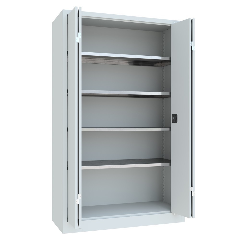 Numéro de l'image du produit 10: Armoire à porte repliable PAVOY avec 4 tablettes, H x l x P 1 950 x 1 200 x 500 mm, gris clair, gris clair