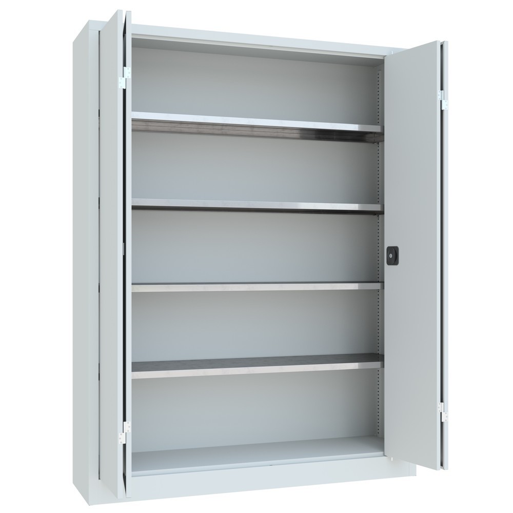 Numéro de l'image du produit 10: Armoire à porte repliable PAVOY avec 4 tablettes, H x l x P 1 950 x 1 500 x 400 mm, gris clair, gris clair
