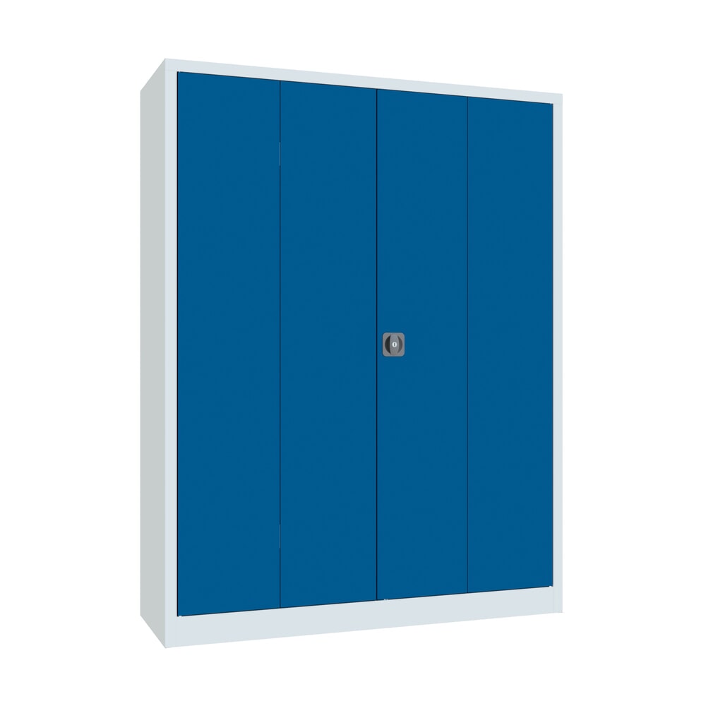 Numéro de l'image du produit 1: Armoire à porte repliable PAVOY avec 4 tablettes, H x l x P 1 950 x 1 500 x 500 mm, bleu gentiane, gris clair