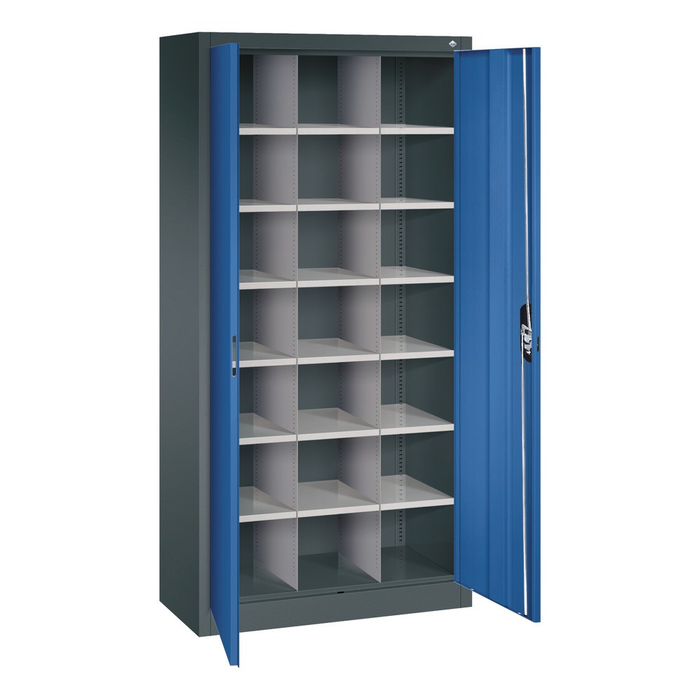 N° de l'image du produit 3 : Armoire à portes battantes avec 21 compartiments, H x l x P 1 950 x 930 x 400 mm, gris anthracite, bleu gentiane