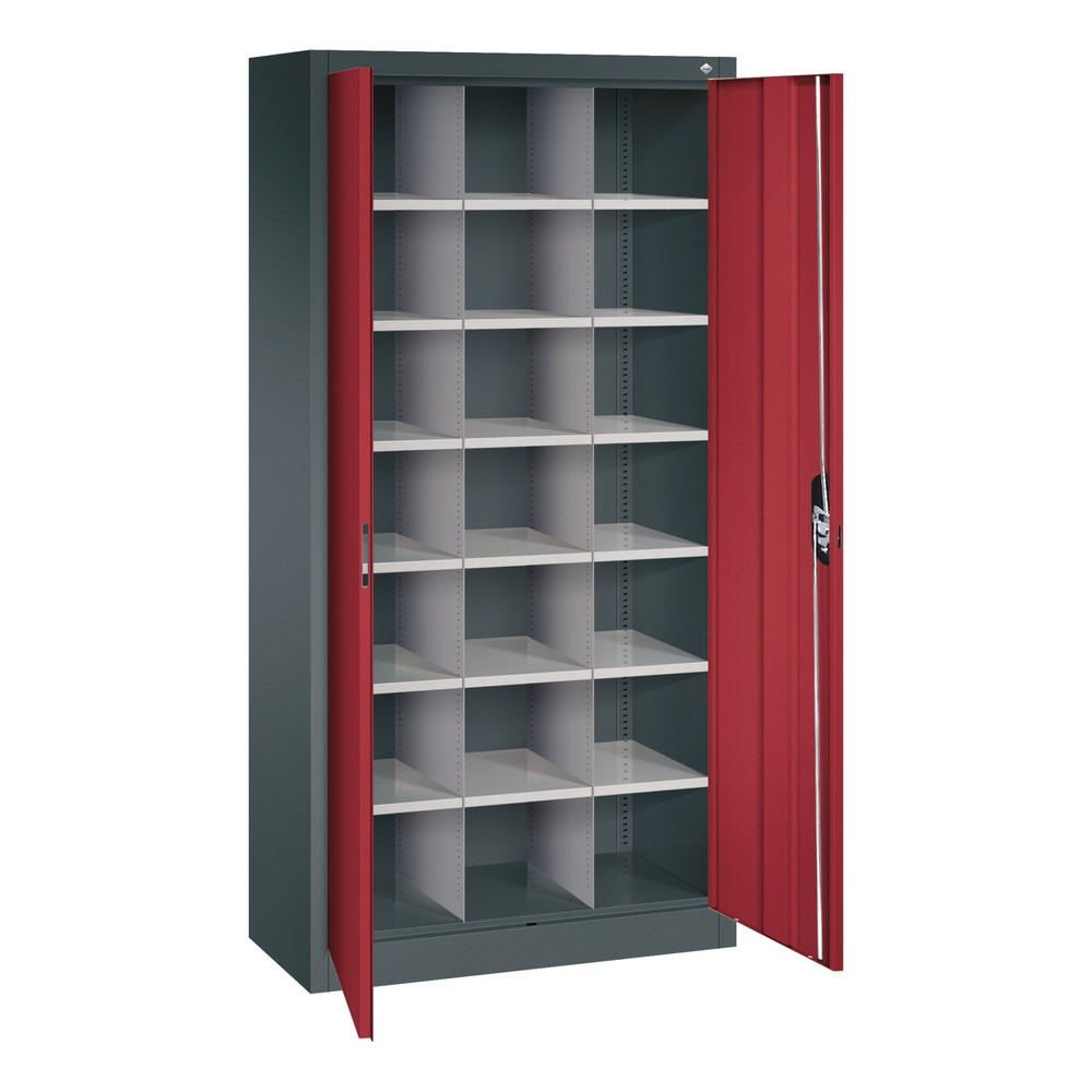 Numéro de l'image du produit 3: Armoire à portes battantes avec 21 compartiments, H x l x P 1 950 x 930 x 400 mm, gris anthracite, rouge rubis