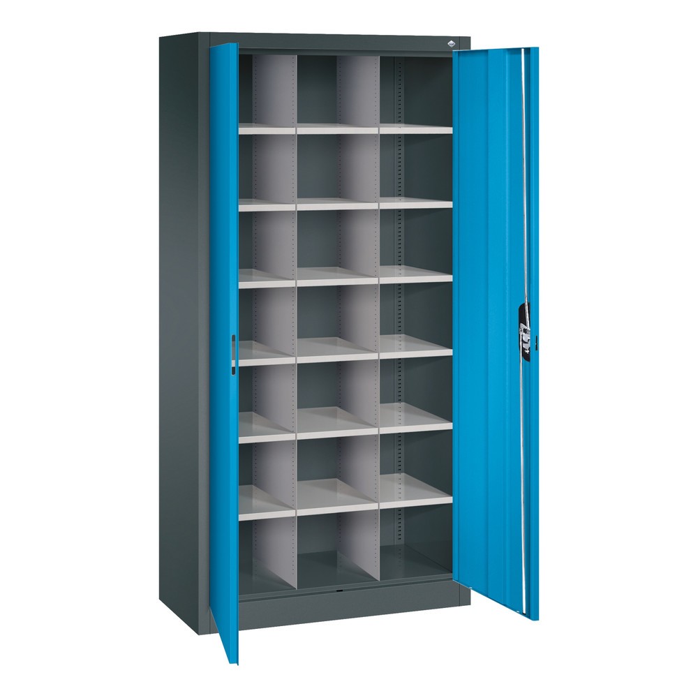 Numéro de l'image du produit 3: Armoire à portes battantes avec 21 compartiments, H x l x P 1 950 x 930 x 400 mm, gris anthracite, bleu clair