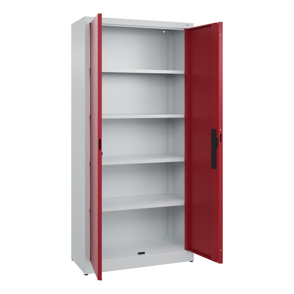 Numéro de l'image du produit 4: Armoire à portes battantes C+P, 5 niveaux, H x l x P 1950 x 930 x 400 mm, gris clair, rouge rubis
