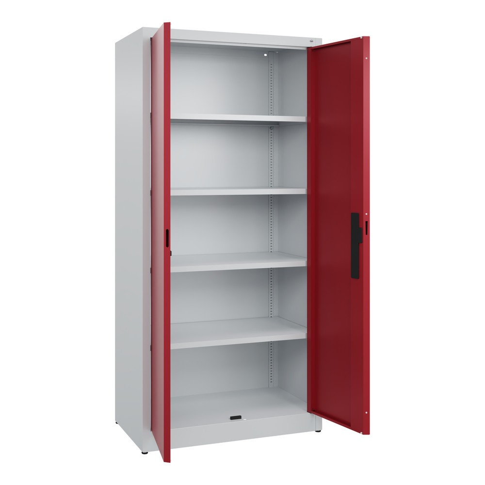 Numéro de l'image du produit 4: Armoire à portes battantes C+P, 5 niveaux, H x l x P 1950 x 930 x 500 mm, gris clair, rouge rubis
