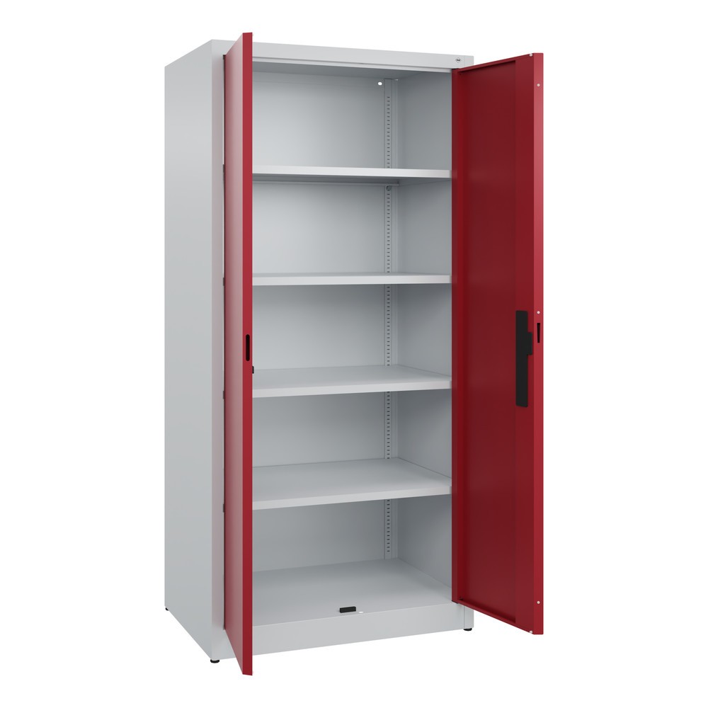 Numéro de l'image du produit 4: Armoire à portes battantes C+P, 5 niveaux, H x l x P 1950 x 930 x 600 mm, rouge rubis, gris clair