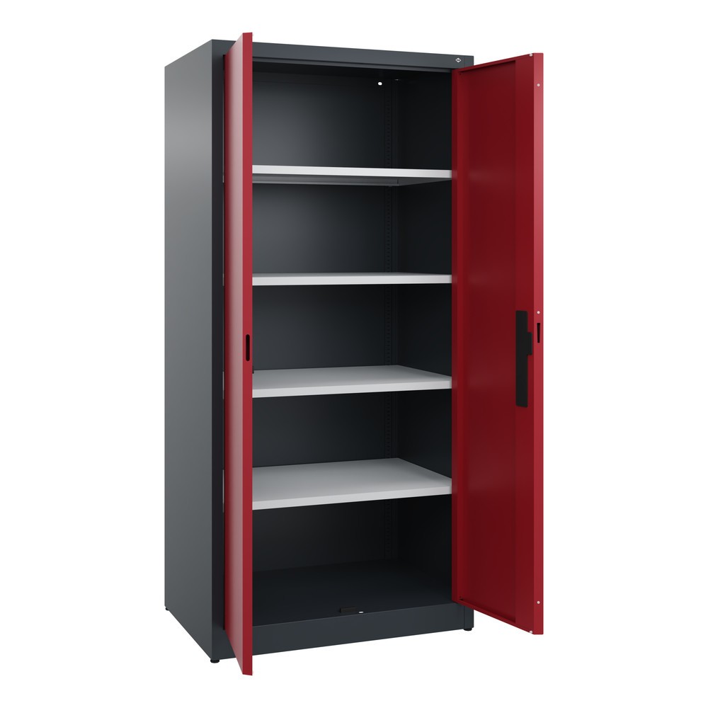 N° de l'image du produit 4 : Armoire à portes battantes C+P, 5 niveaux, H x l x P 1950 x 930 x 600 mm, rouge rubis, gris anthracite