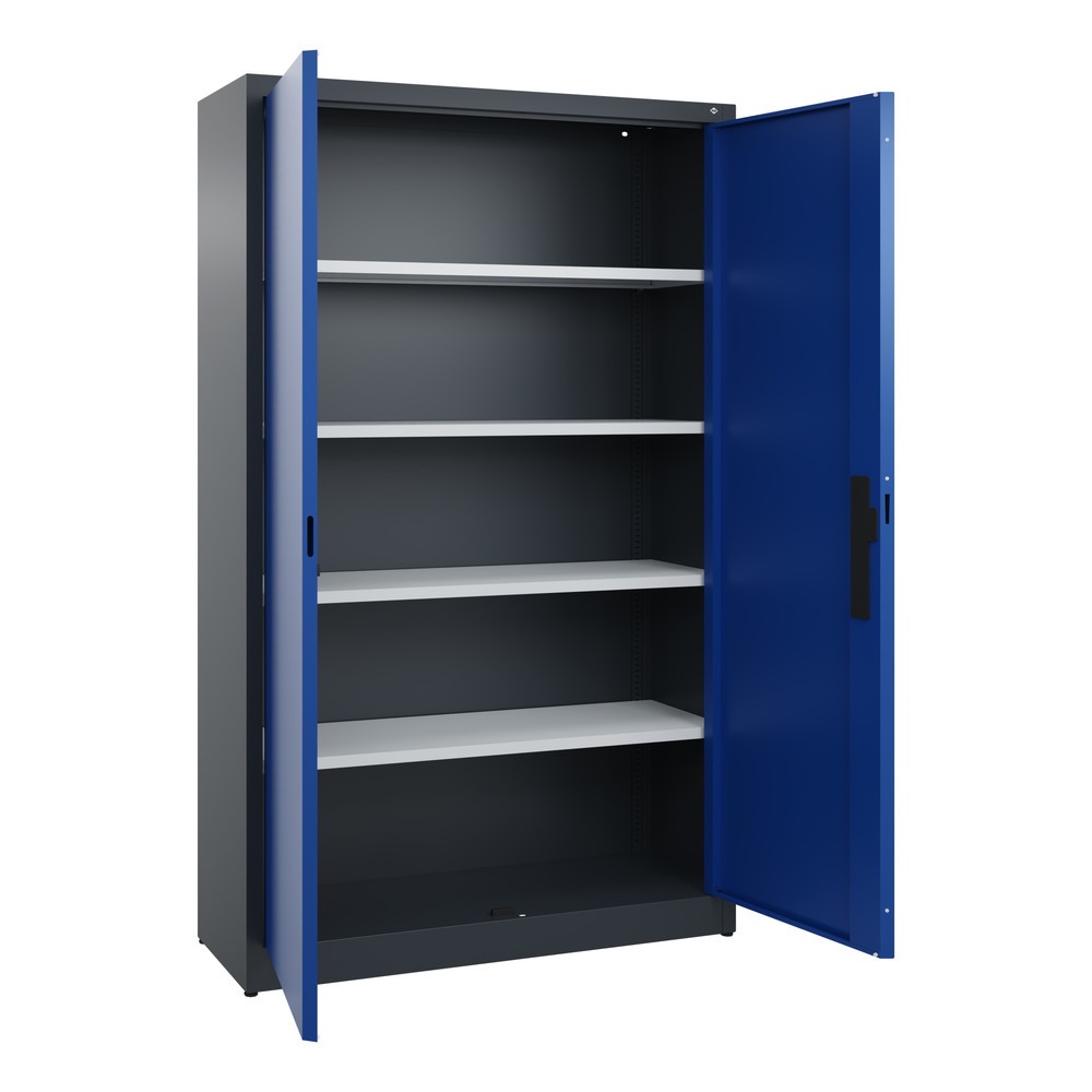 Numéro de l'image du produit 4: Armoire à portes battantes C+P, 5 niveaux, H x l x P 1950 x 1 200 x 400 mm, gris anthracite, bleu gentiane