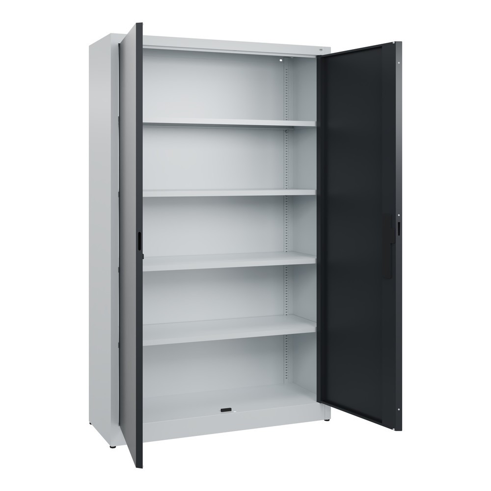 Numéro de l'image du produit 4: Armoire à portes battantes C+P, 5 niveaux, H x l x P 1950 x 1 200 x 400 mm, gris clair, gris noir