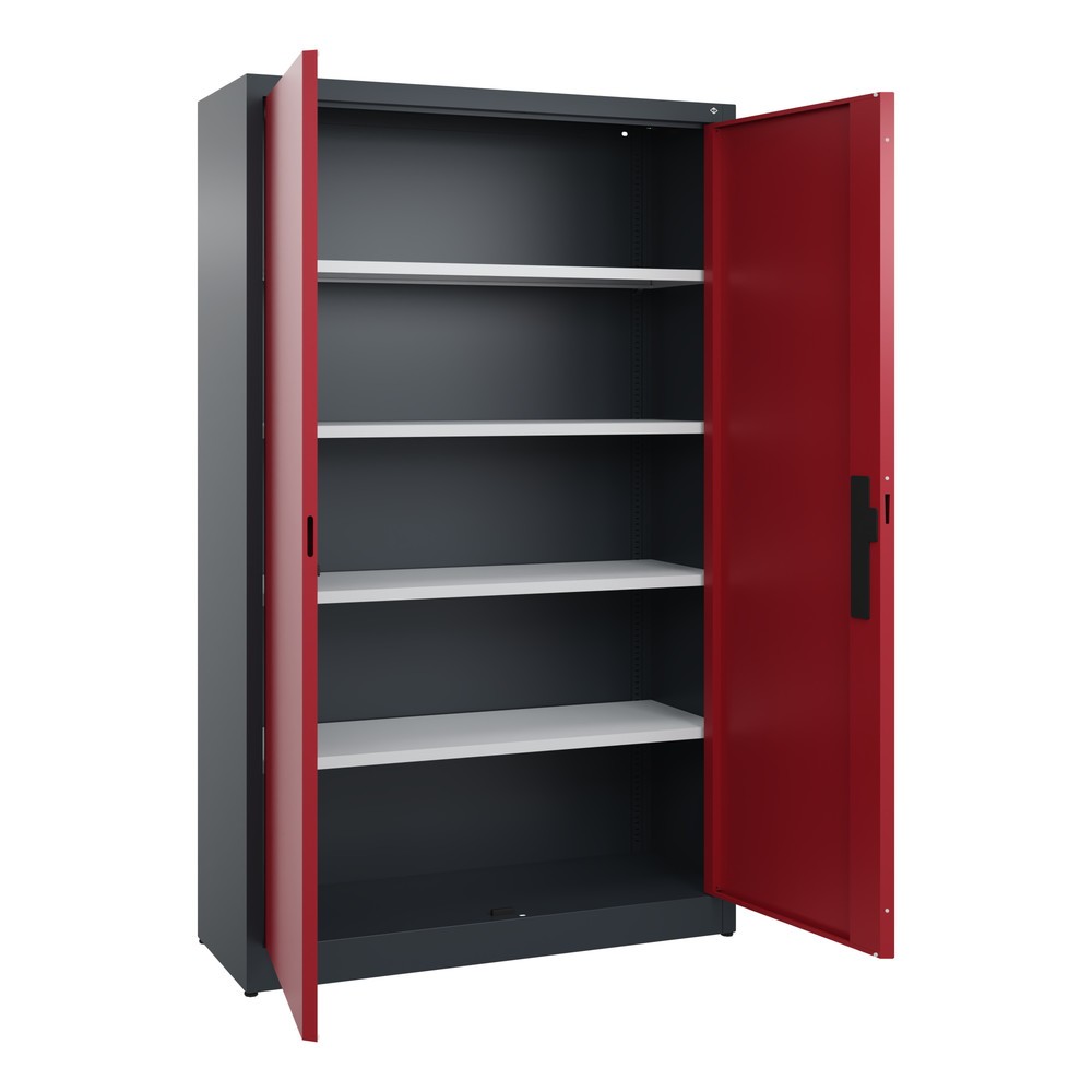 N° de l'image du produit 4 : Armoire à portes battantes C+P, 5 niveaux, H x l x P 1950 x 1 200 x 400 mm, gris anthracite, rouge rubis